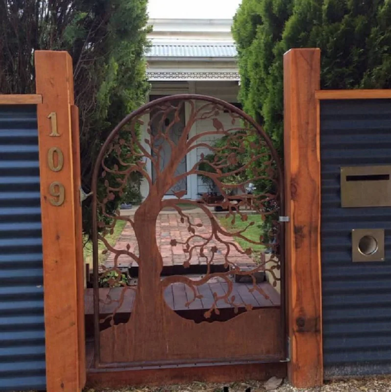 Laser cut corten steel garden gate/door