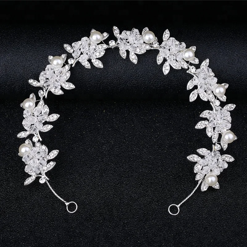 GENYA Handmade crystal beading alloy girl hairband Wedding Prom Hair Jewelry Luxury Bridal hair band Rhinestone Crown Tiara 2024