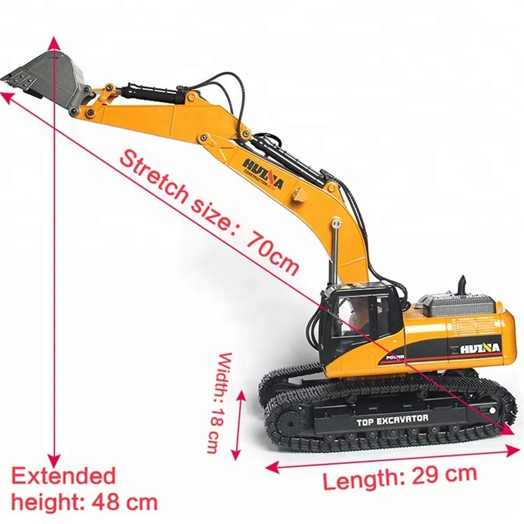 HUINA 580 1580 Hobby Toys 2.4Ghz 23 Channel Alloy RC Hydraulic Excavator For Kids With charger