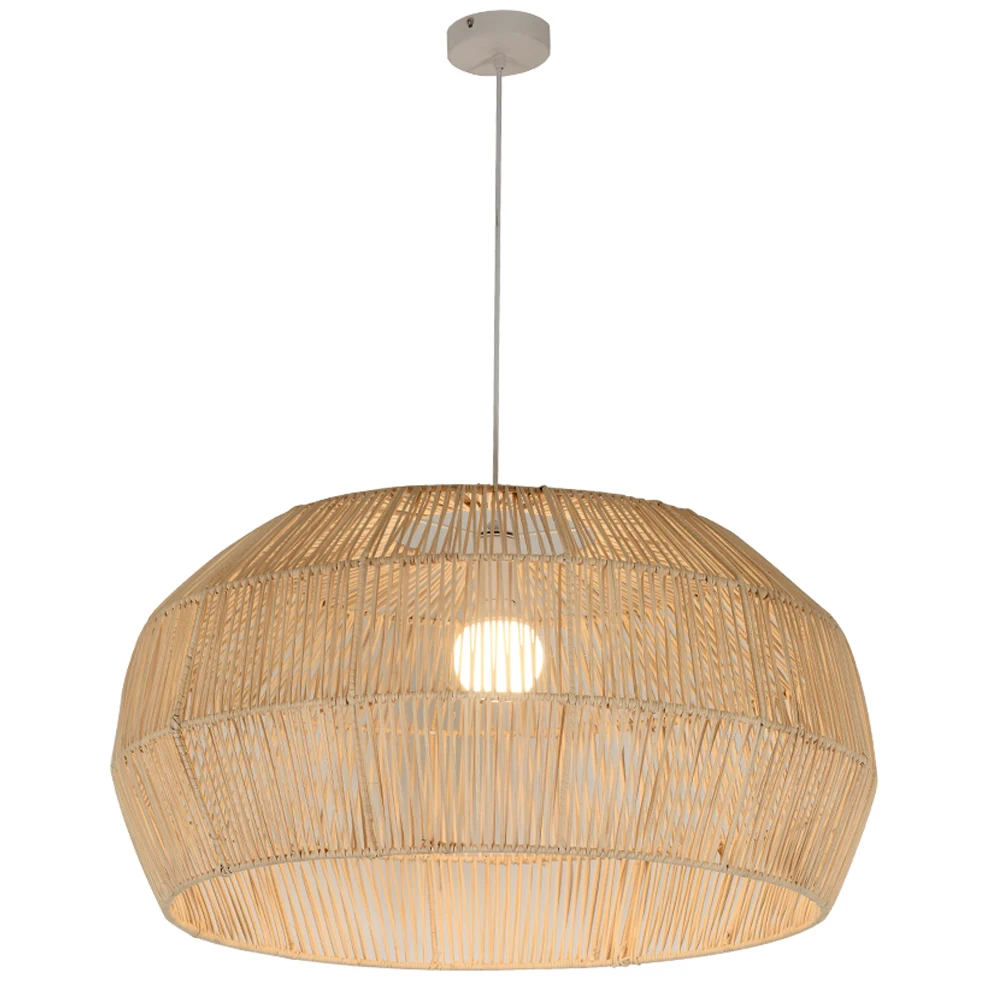 High quality Zhongshan handmade metal base warm light rattan lampshade pendant hanging light