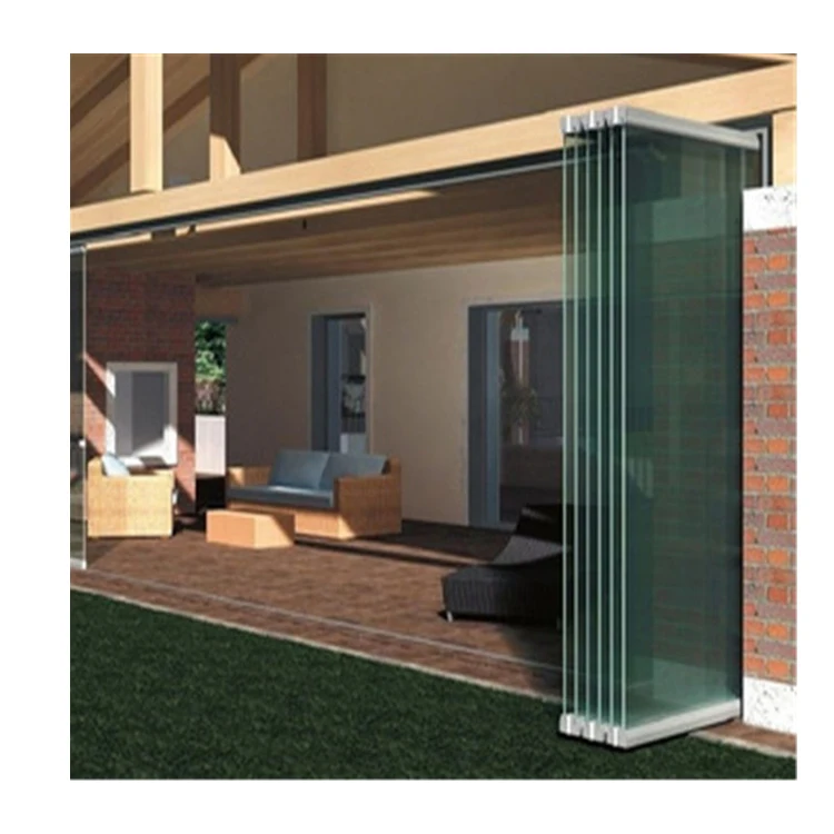 Exterior Frameless Glass Sliding Folding Door with Tempered Glass