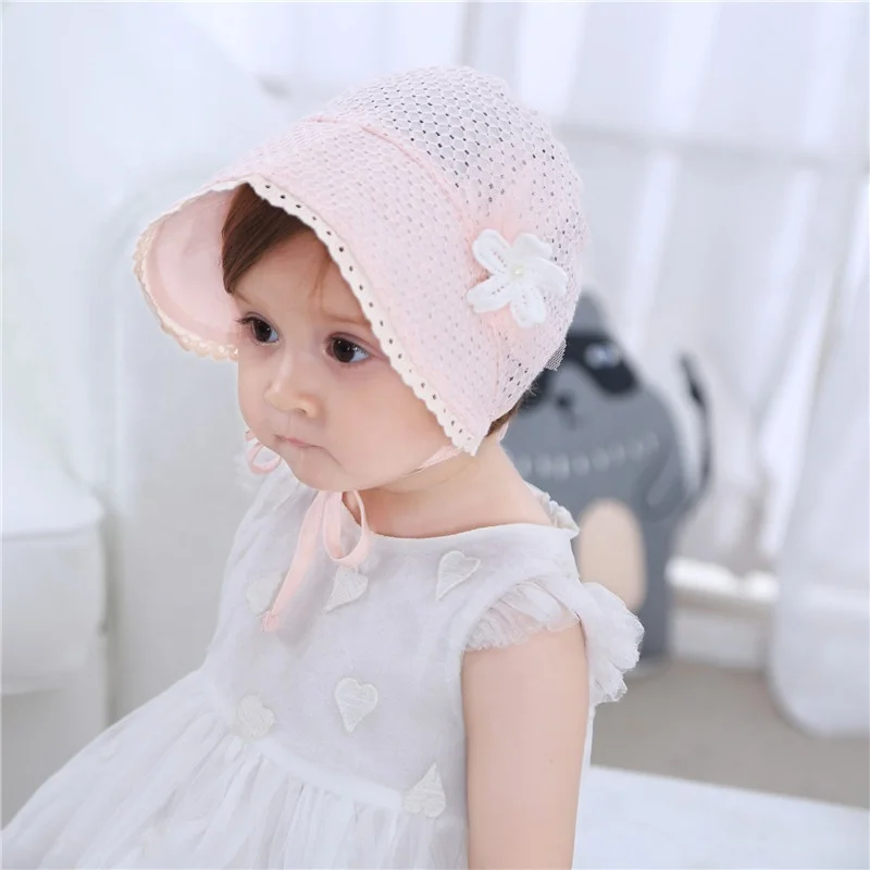 
Детская шапка-бини с цветочным кружевом, весенняя шапка на шнуровке, летняя Милая шапка принцессы для маленьких девочек с вырезами 