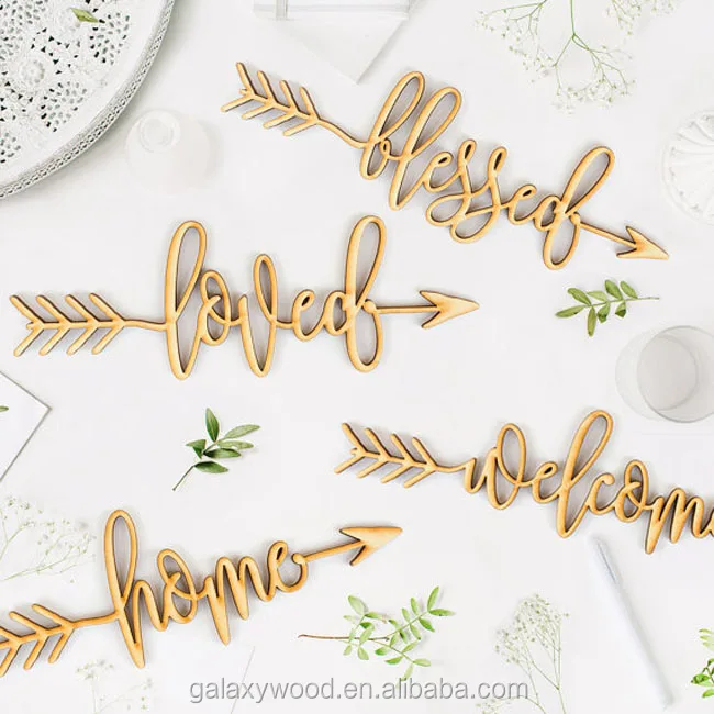 OEM supply laser cut  Loved Arrow Wood Sign  for decor