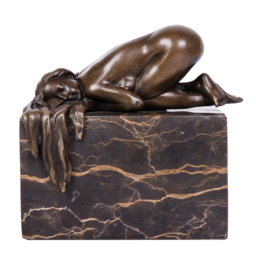 
SHTONE Indoor Art TPE-868 Small Sleepy Female Sculpture Nude Women Brass Statue 