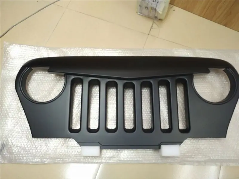 Lantsun J187 Lantsun Angry Grille Front Matte Black Overlay TJ Grill 1997-2006 for Jeep For wrangler TJ LJ