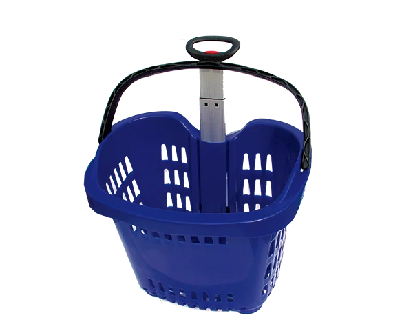 55L Two wheels folding supermarket grocery rolling shopping basket with colorful