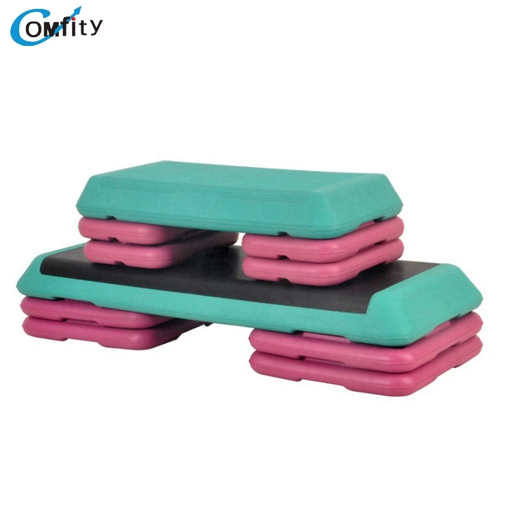 Step Up And Down Adjustable Aerobic Step Platform with 4 Risers