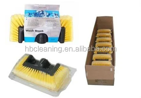 Water flow through vehicle wash brush with aluminum extension handle