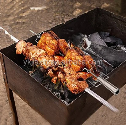 Deluxe Automatic Charcoal Cordless Spit Kit Adjustable Length,Portable Electric Rotating Skewer