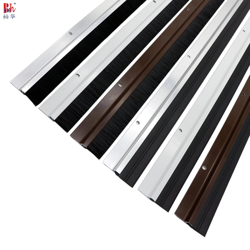 Bh Sealing Strips Door Bottom Seals Weatherstripping White Aluminium Alloy Bar with PVC Rubber Tape Draught Excluder