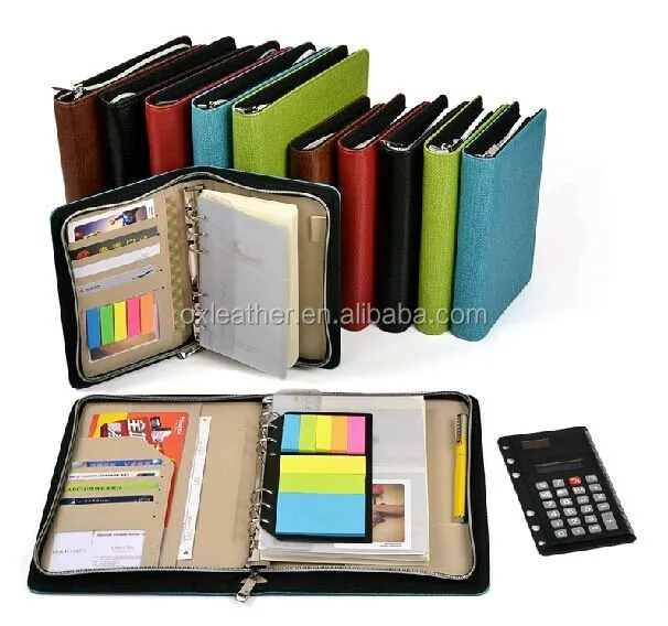 A5/A6 journal notebook with zipper & calculator pen holder card holder memo holder