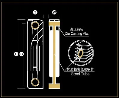 hot water central heating system radiator bimetallic 1600mm