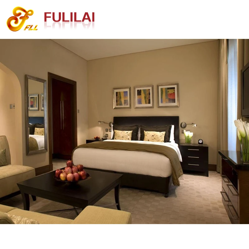 5 Star wooden hotel furniture bedroom set for sale (FLL-SK07)