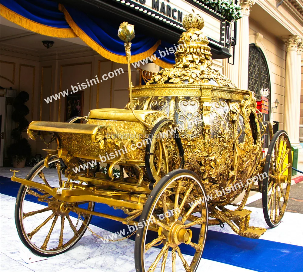 BISINI Принцесса Золушка Pumpkin Car Роскошные лошадь седло Королевский Золотой Экипаж Свадебный на детскую коляску