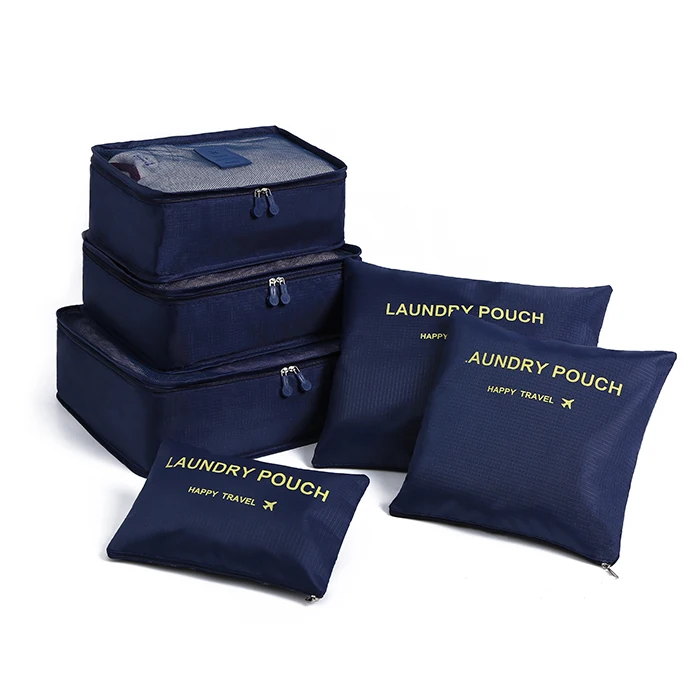 Wholesale Portable 6pcs Packing Clothes Underwear Cubes Shoes Travel Luggage Organizer Bag Set Travel Storage Bag