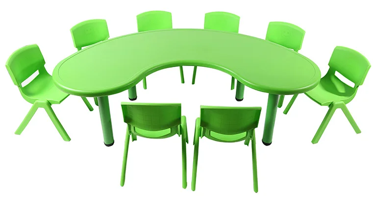 preschool furniture moon shape primary school nursery school plastic kids tables