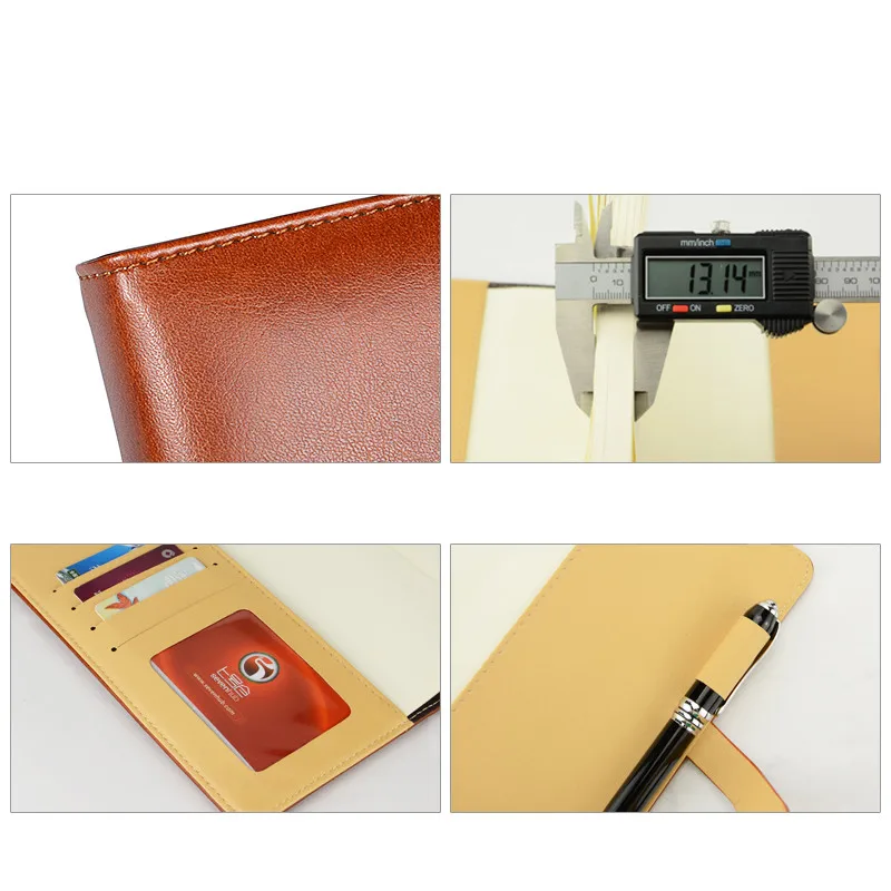 Personalized business office stationery notebook with U shape magnetic button and penholder