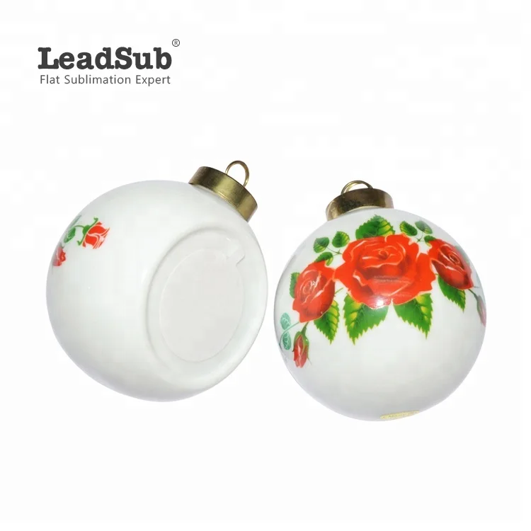 Hanging Christmas Bauble Ball White Blank Sublimation Ceramic Ornament With Printing