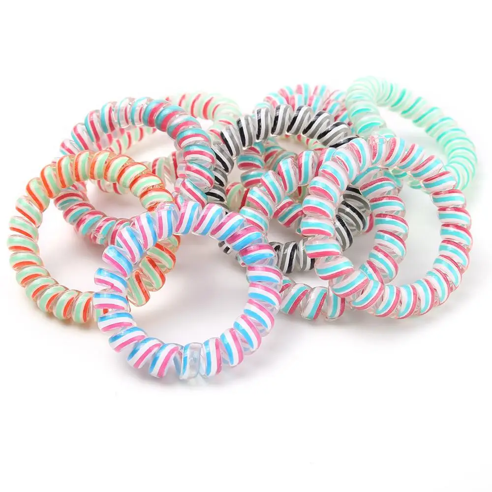 Смешанные цвета, эластичный вьющийся шнур, спиральная резинка для волос