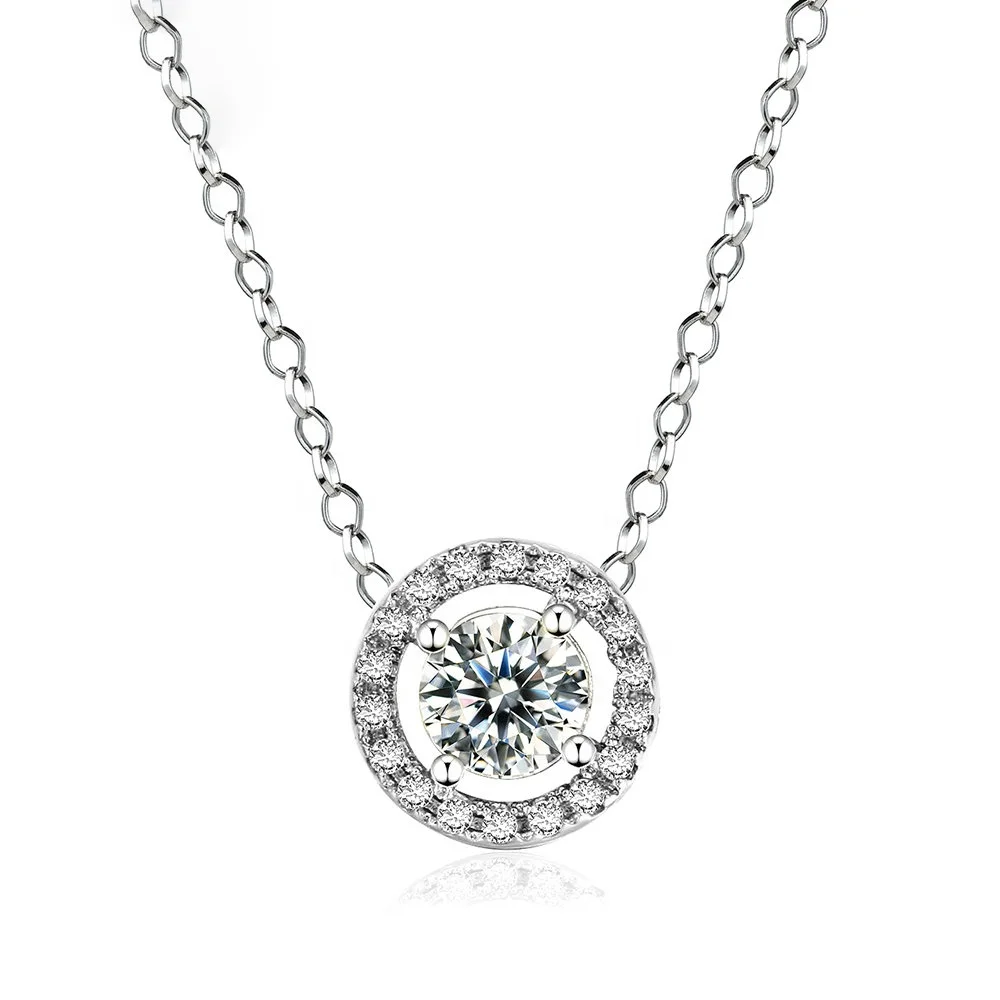 2021 Новое поступление высокое качество классические круглые CZ Бриллиант, ожерелье с подвеской для женщин N095-M