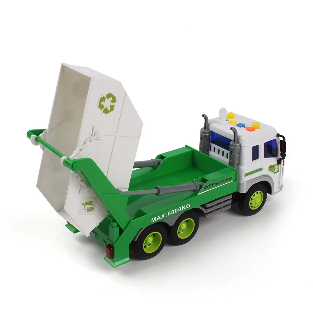 New Plastic Kids Friction Powered Recycling Garbage Toy Truck with Light and music
