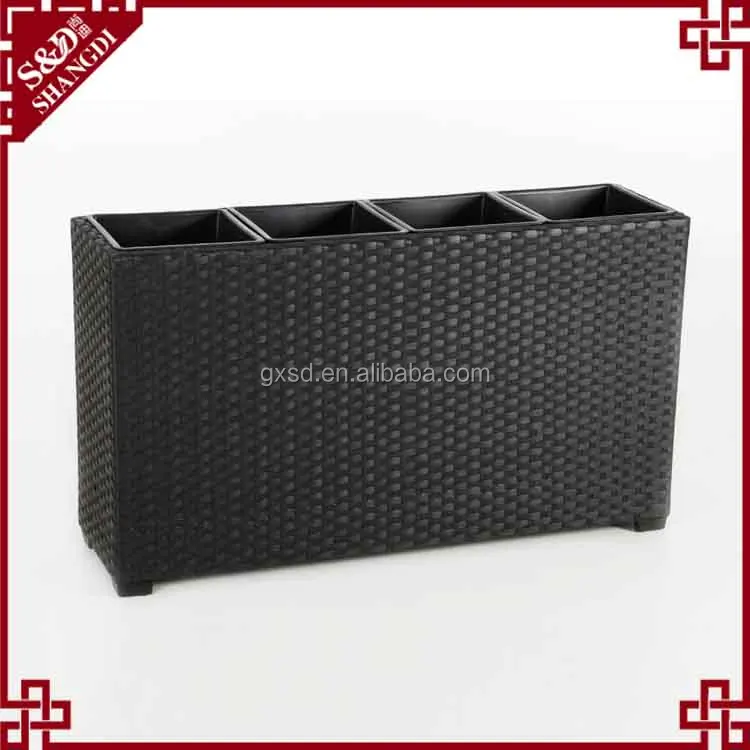 Outdoor garden decoration rectangle shape tall plastic wicker planter box