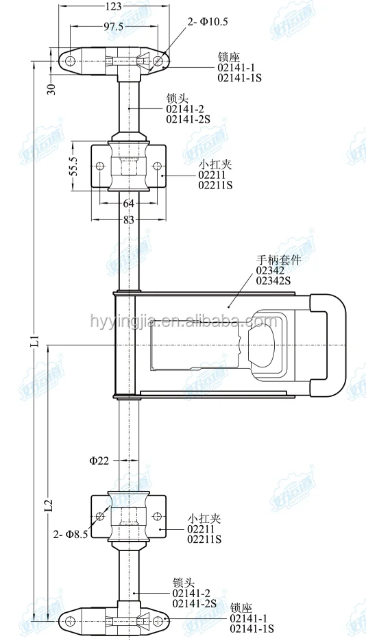 411142 Truck Parts Accessories Cargo Trailer Bar Truck Rear Door Lock