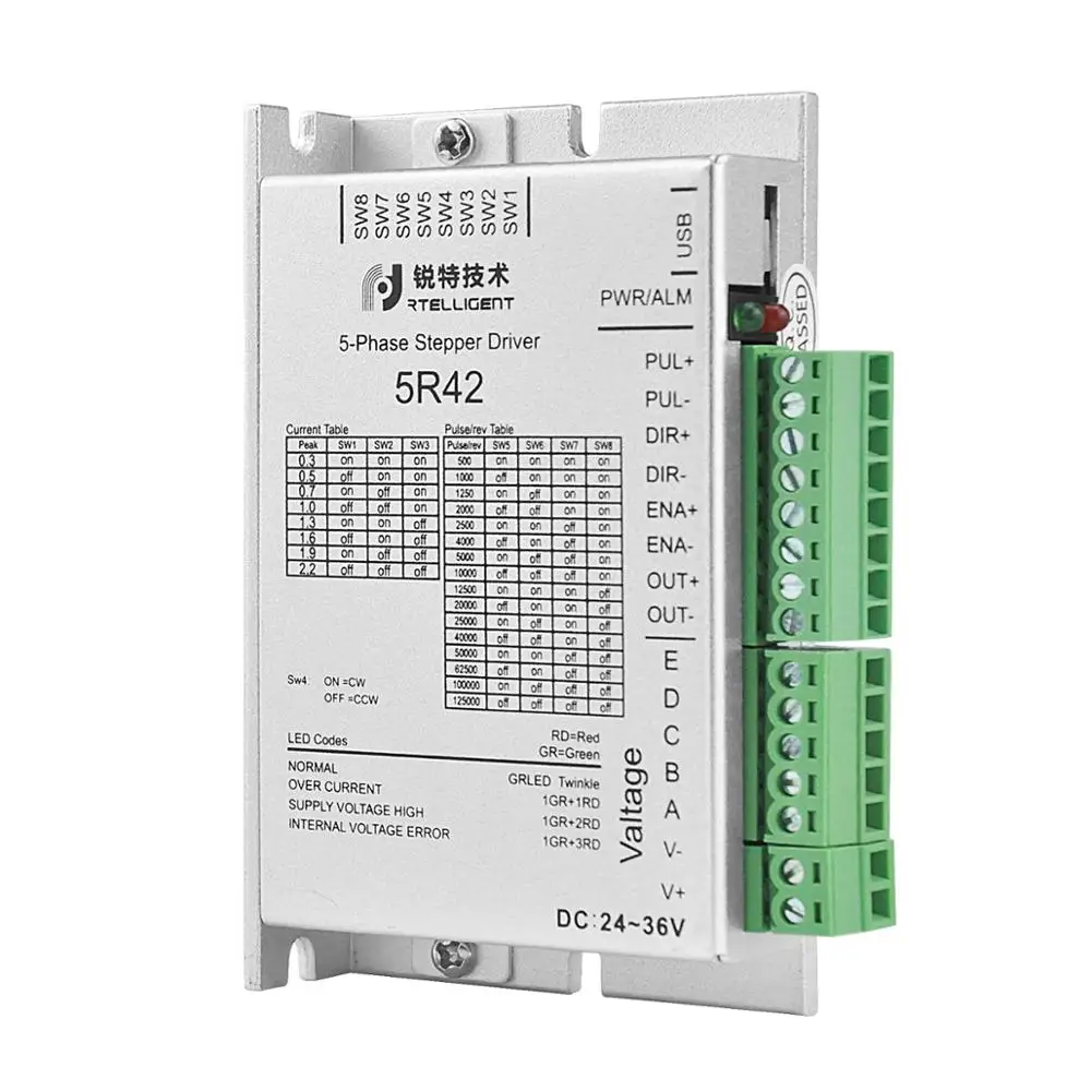 Rtelligent 5 фазы микро-драйвер шагового двигателя Нема 17 (Национальная ассоциация владельцев электротехнических предприятий) 0,3-2.2A