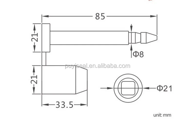 Disposable container door tamper proof bolt seal with barcode