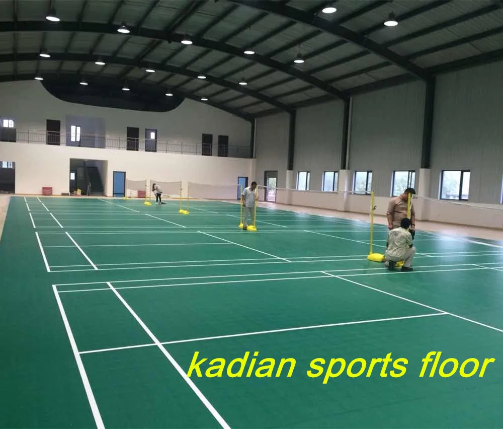 pvc badminton sports floor indoor badminton court green color 4.5mm-5.5mm