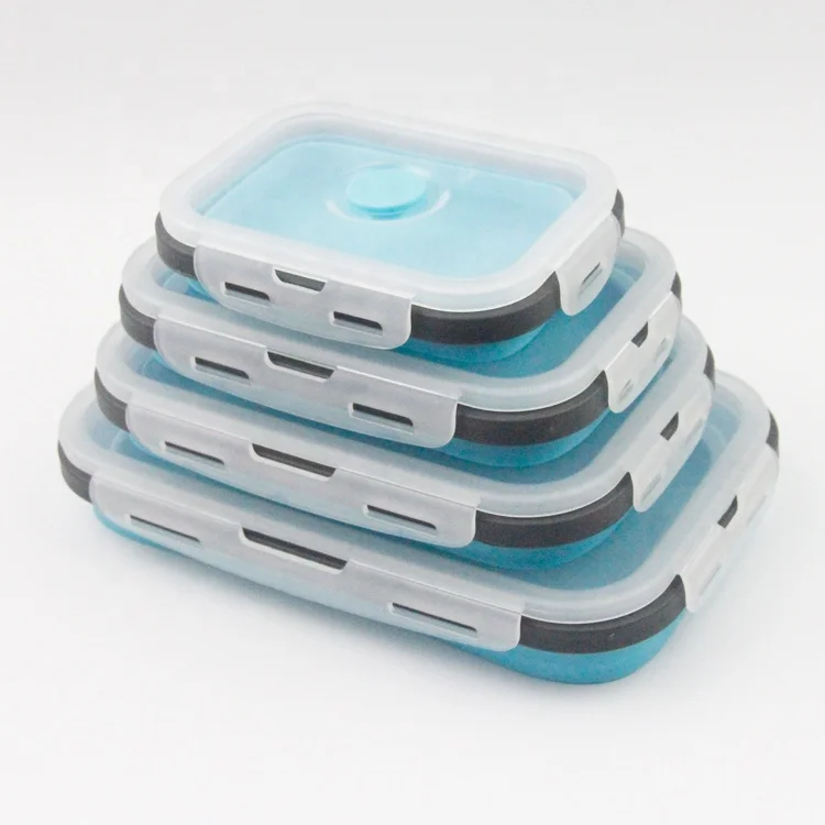
Leakproof sealinglow airtight multipurpose BPA free rectangular box 4 Pack Silicone Bento Lunch Boxes, Insulated Food Containers Collapsible Silicone Food Storage Containers