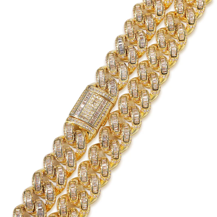 New Design 13mm CZ Stone Micro Pave Iced Out Cuban Link Chain
