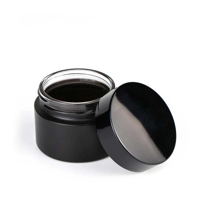 Wholesale 5g 10g 15g 20g 30g 50g 100g round matte black uv skincare glass cosmetic jars for cream