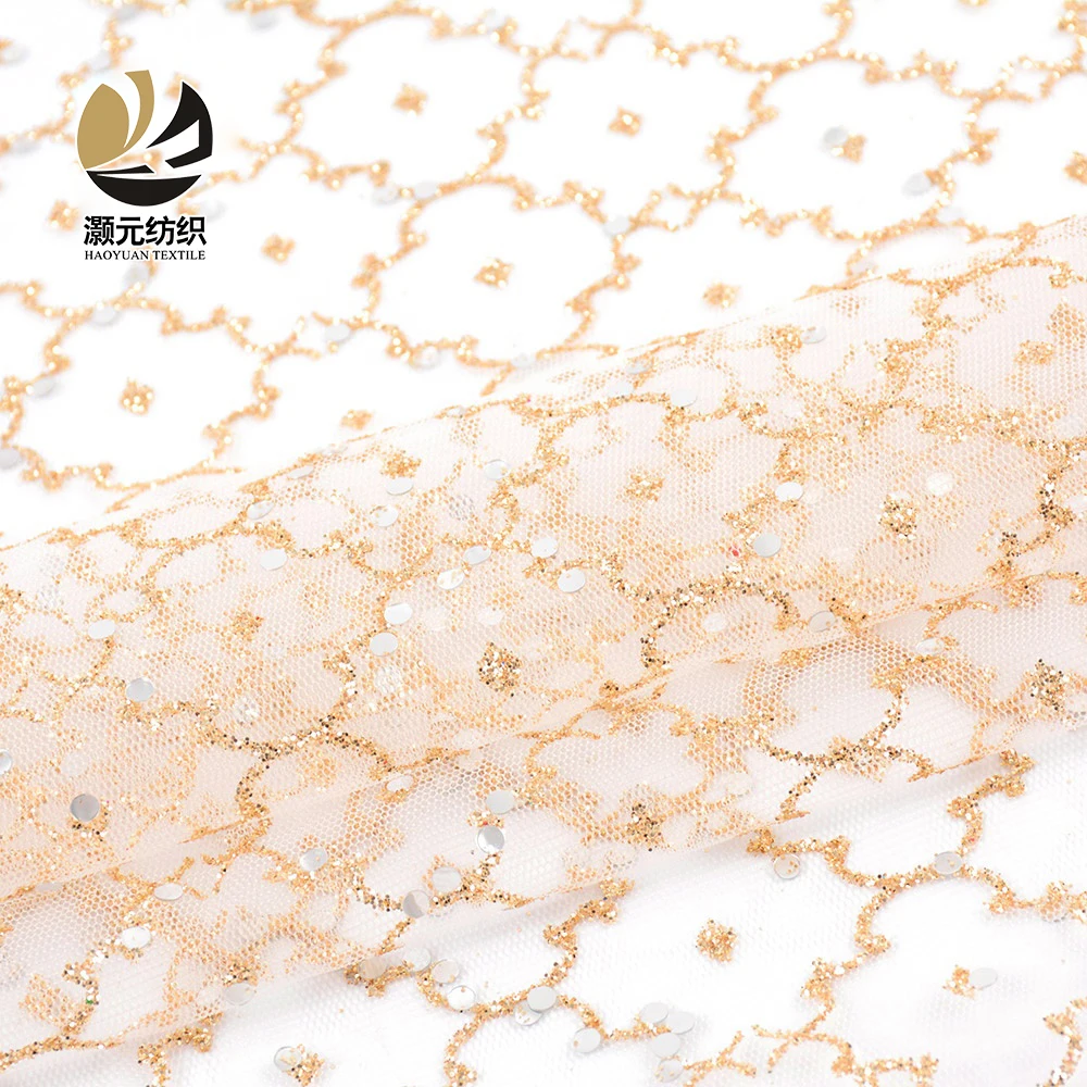 Irregular patterns superior quality shiny foil soft bridal glitter tulle fabric with sequins