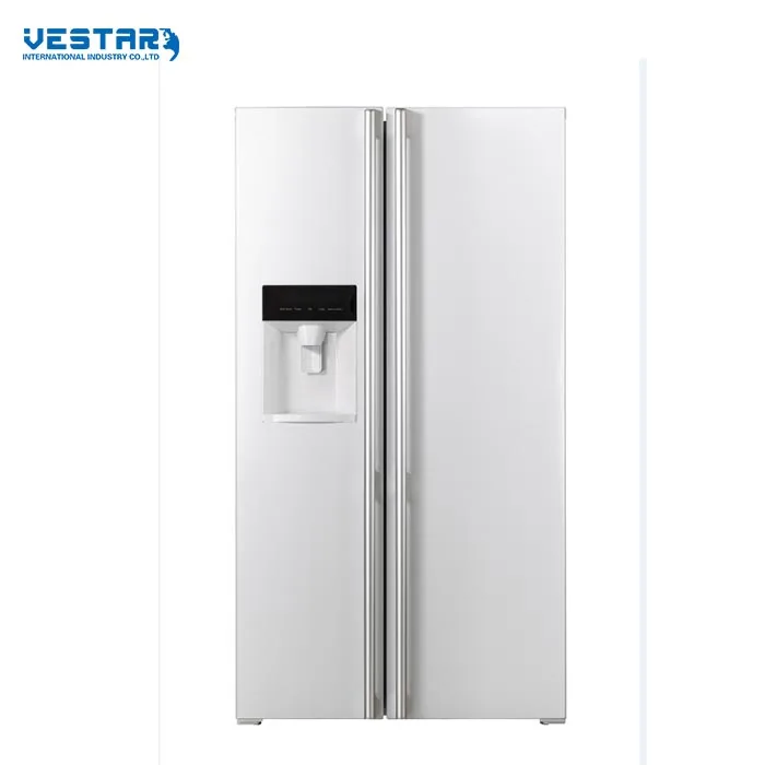 Double doors side by side refrigerators with ice maker and water dispenser