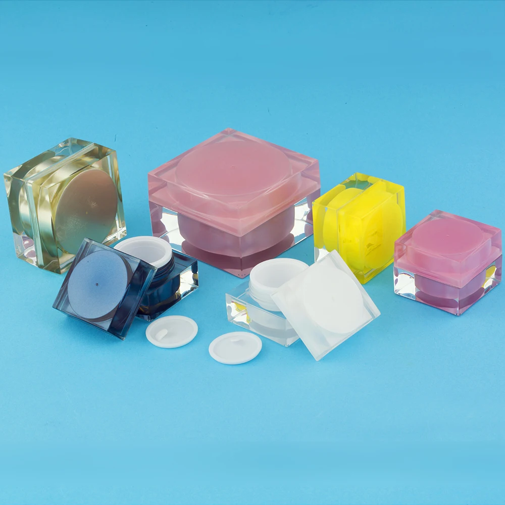 
Hengsheng factory manufacture empty square shaped clear plastic PS acrylic cosmetic cream jar 5ml 15ml 30ml 