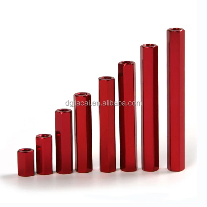 Шестигранные красные промежуточные шпильки M3 CNC из алюминиевого сплава