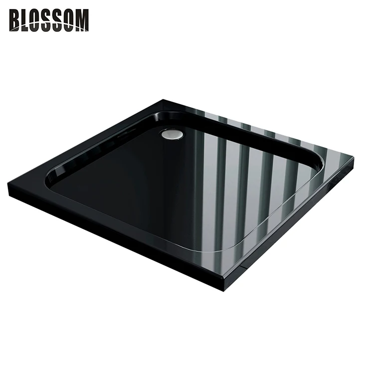 Black Square Removable Abs Resin Fiberglass Freestanding Tray Cheap Custom Acrylic Shower Base