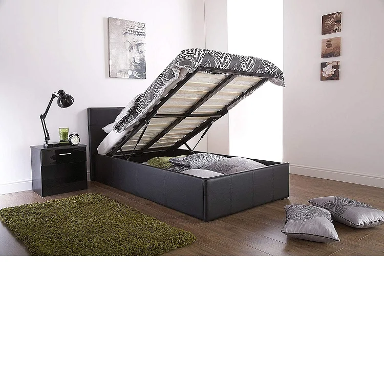 Ottoman Gas Lift Up Storage Bed - Black 4ft6 Double 5ft King size