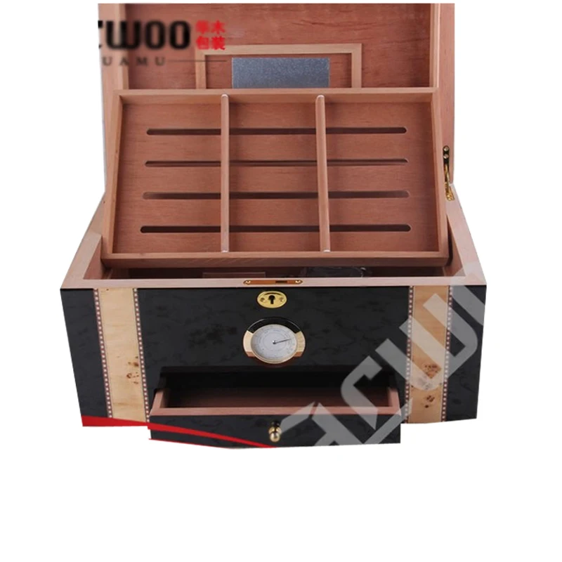 
Customized high end piano lacquer spanish cedar cigar humidor case cabinet style with tray for home decor 