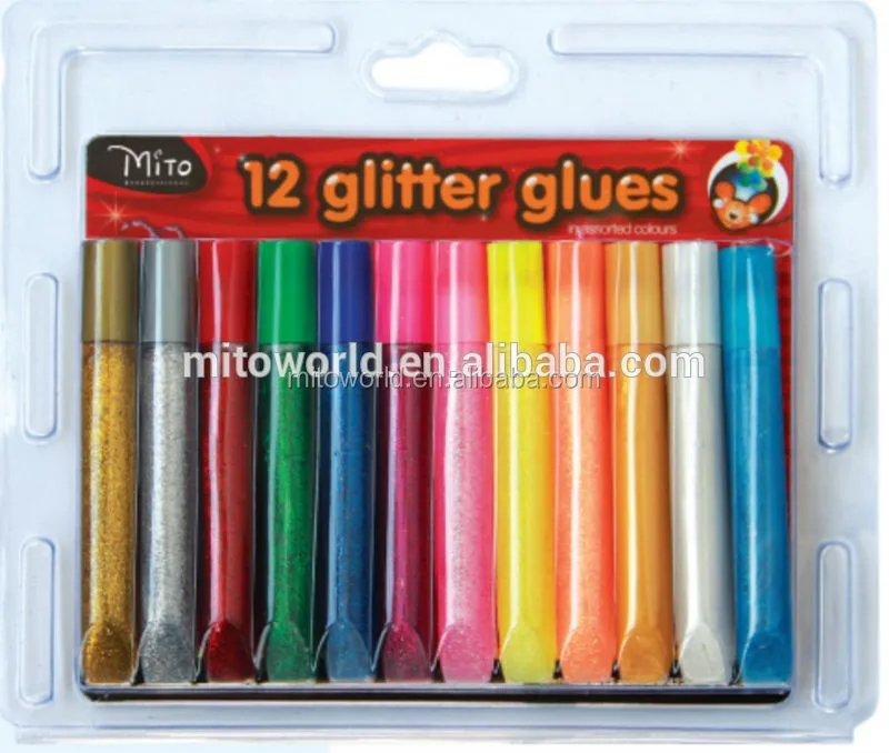 wholesale price 12tubes glitter glue set