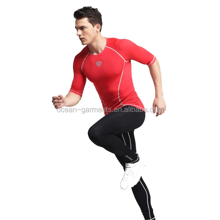 Mens Rash Guard Active Wear Running Workout Compression Base Layer Sport Wear Set
