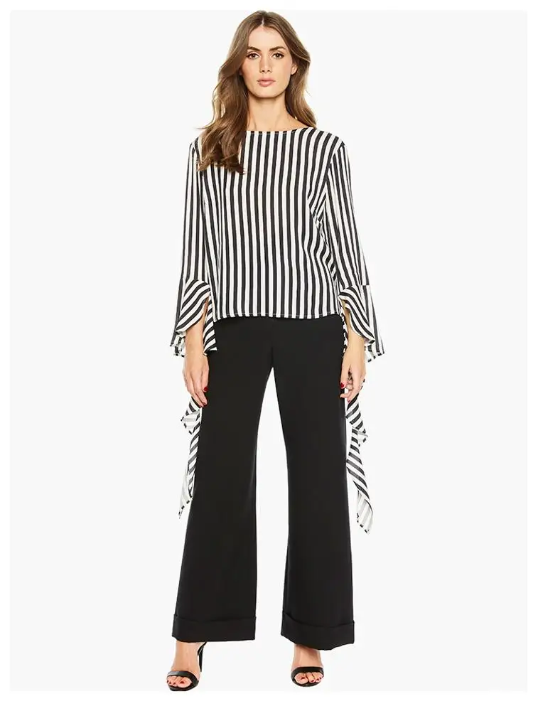 OEM/ODM Customized Fashion Ladies Summer Long Ruffle Sleeves Office Blouse