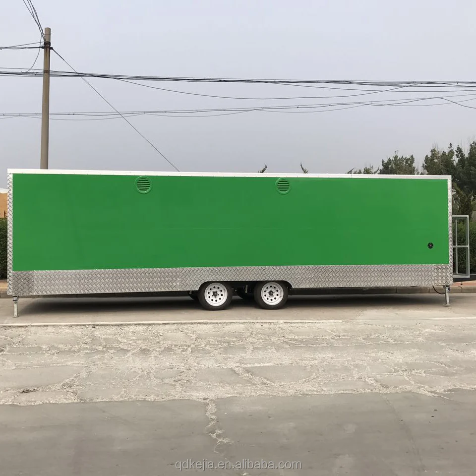 Long catering booth refrigerated concession trailer mobile churros food kitchen