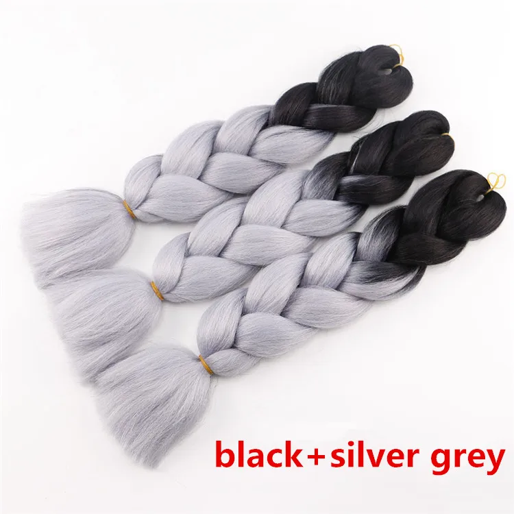 24inch black and grey jumbo braid hair
