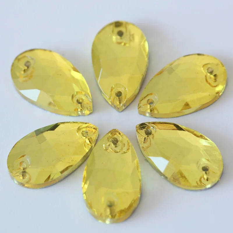 OLeeya Factory Wholesale Popular 3A Glass 10.5*18MM Pear Drop Crystals Teardrop Sew on Rhinestones For Dresses