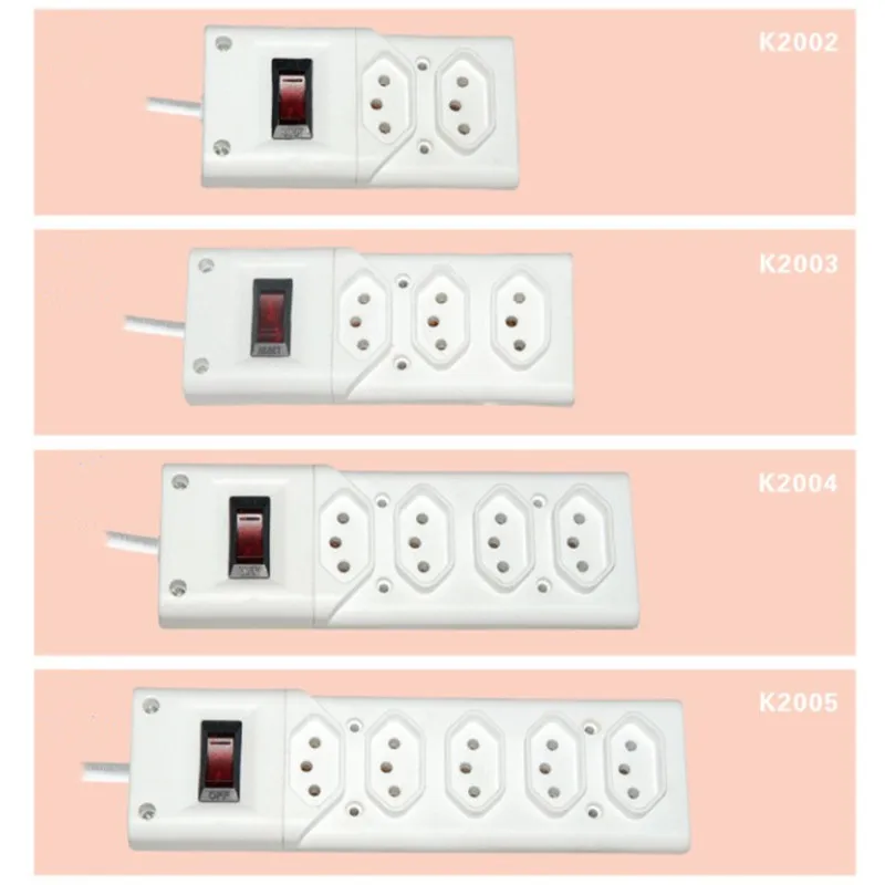 Сетевая розетка бразильского типа, сетевая лента бразильского типа, 2-5 каналов, розетка с переключателем