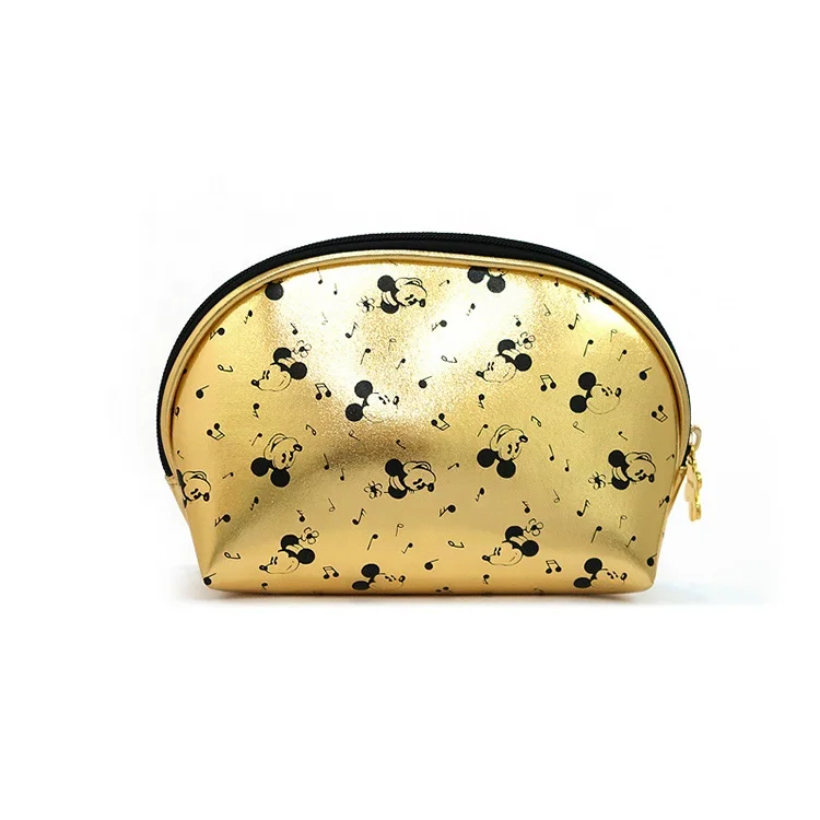 Золотая косметичка из ПУ кожи, с отделением для монет и ключей