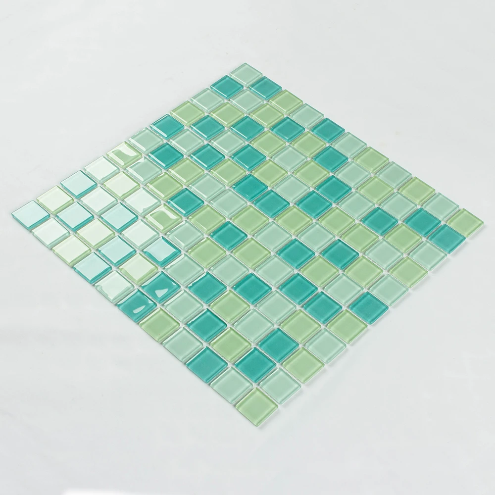 Foshan GUCI mix blue and green crystal mosaic tiles TV background wall decorative glass mosaic