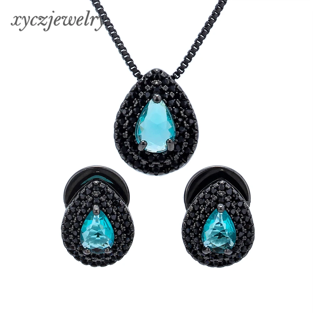 Wholesale high-grade stained glass zircon jewelry set